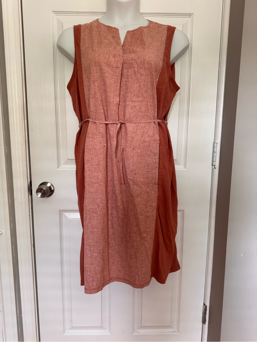 Royal Robbins Rust Contrast Panel Sleeveless Midi Dress